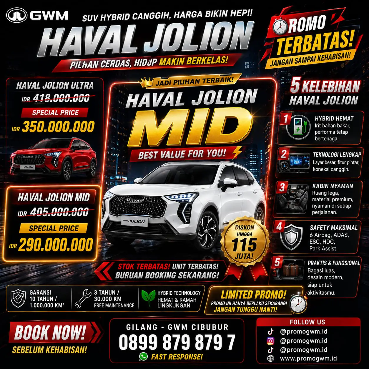 Promo GWM, GWM Tank 300 Hybrid, GWM Tank 300 Diesel, GWM Tank 500 Hybrid, GWM Tank 500 Diesel, ORA 03 BEV, HAVAL JOLION Hybrid, Dealer Mobil GWM, GWM Jakarta, GWM Cibubur